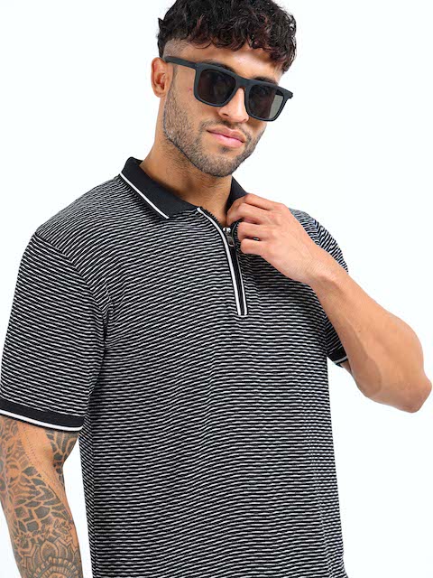 NDTees Premium polo t-shirt fabric close up breathable cotton Zipper Style